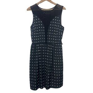 MAUDE | Black & White Print Sheer Back Sleeveless Mini Dress | Size L